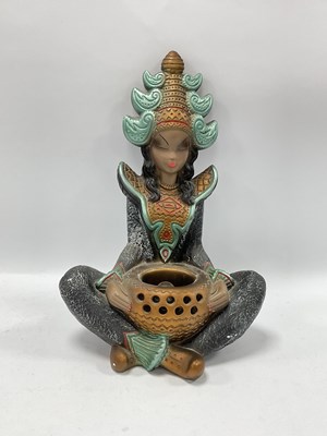 Lot 1342 - Mid XX Century Table Lamp as a Seated Siamese...