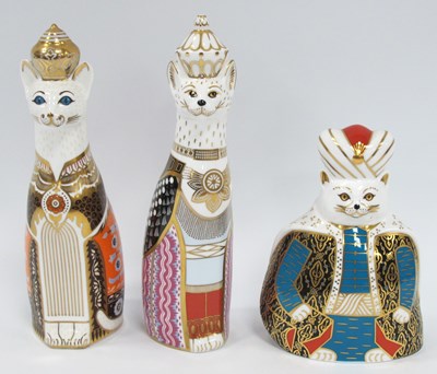 Lot 1164 - Three Royal Crown Derby Porcelain Royal Cats...
