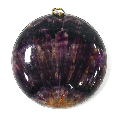 Lot 1334 - A Blue John Circular Pendant, with suspension...