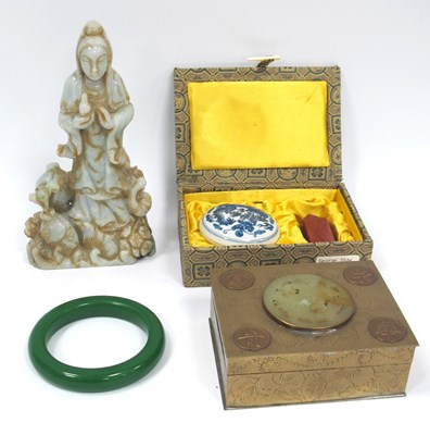 Lot 1196 - A Jade Bangle, of plain circular form, 8cm...