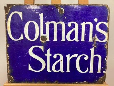 Lot 1297 - A Vintage Enamel Sign for 'Coleman's Starch',...