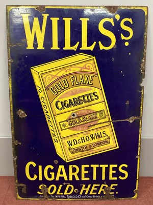 Lot 1300 - A Large Vintage Enamel Sign 'Will's Cigarettes...