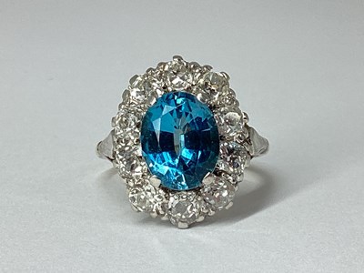 Lot 214 - A Large Vintage Diamond and Blue Topaz Cluster...