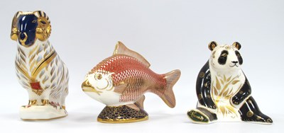 Lot 1171 - Three Royal Crown Derby Porcelain Paperweights,...
