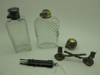 Lot 90 - A Hallmarked Silver Gilt Topped Glass Hip...