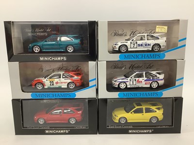 Lot 681 - Six Minichamps 1:43rd Scale Ford Escort...
