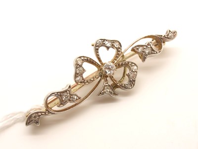 Lot 78 - A Diamond Set Bar Brooch, of three leaf clover...