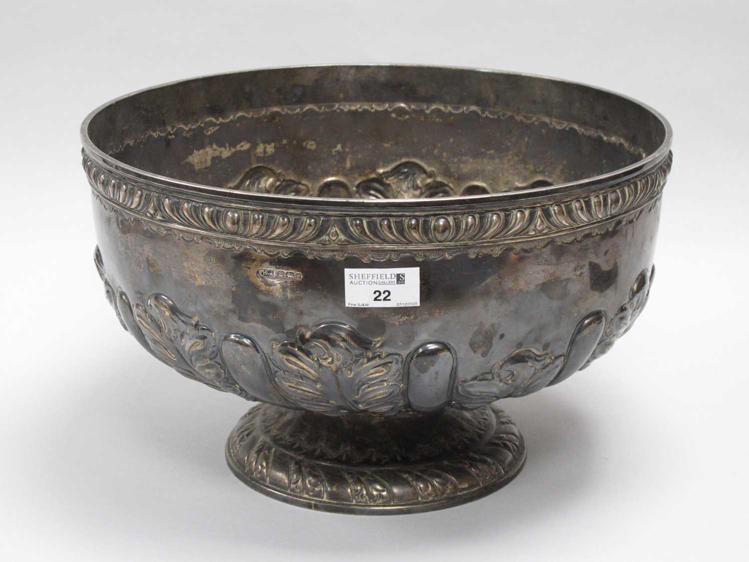 Lot 22 - A Large Victorian Hallmarked Silver Punch Bowl,...