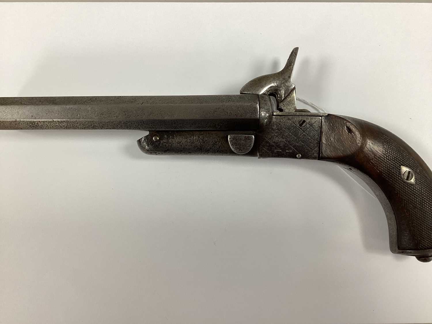 Lot 789 - C19 Pinfire Pistol, with double side by side...