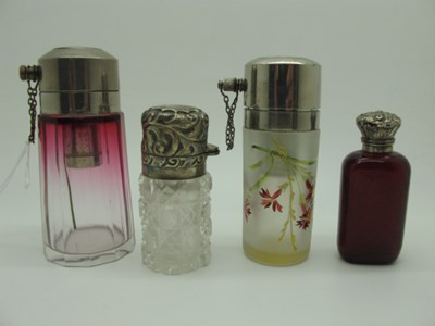 Lot 80 - A Hallmarked Silver Topped Cut Glass Bottle,...