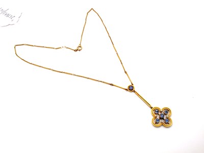 Lot 58 - An Edwardian Drop Pendant, of openwork design,...