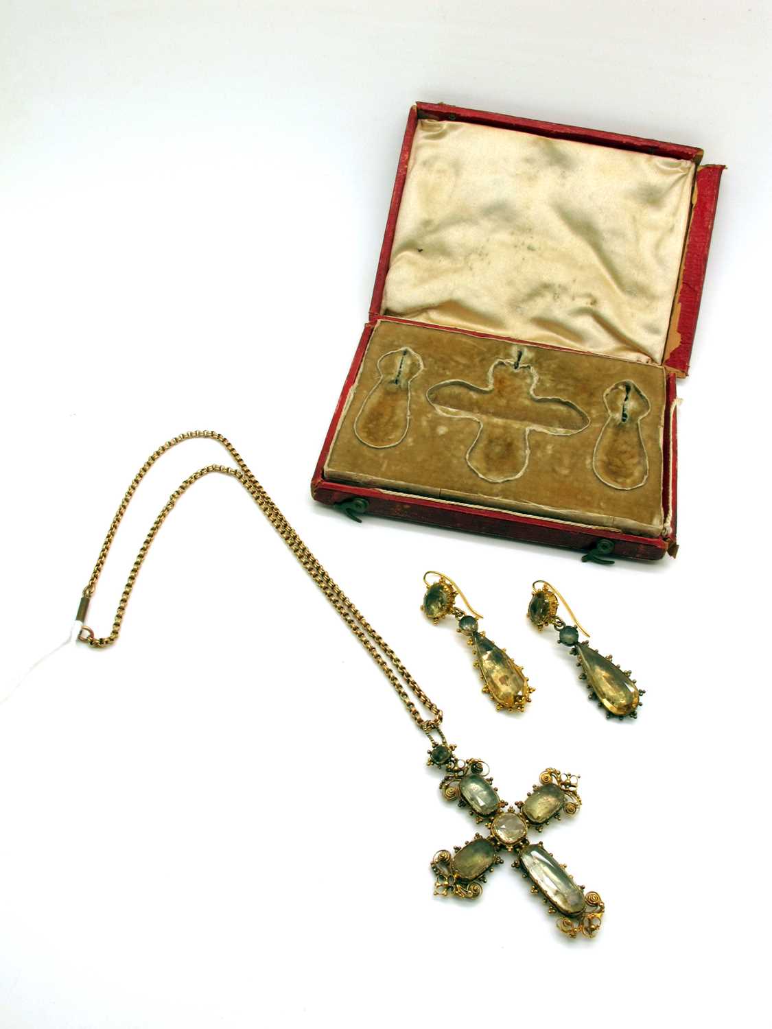 Lot 67 - An Antique Cross Pendant, collet set, with...