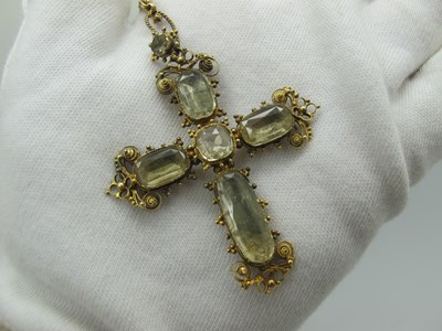 Lot 67 - An Antique Cross Pendant, collet set, with...
