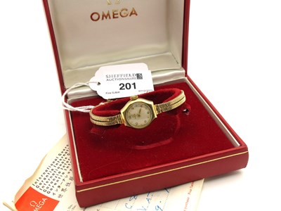 Lot 201 - Omega; A 9ct Gold Cased Ladies Wristwatch, the...