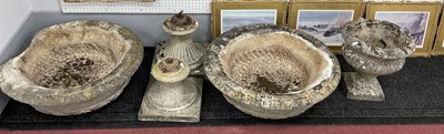 Lot 1562 - A Reconsituted Stone Garden Urn, the shallow...