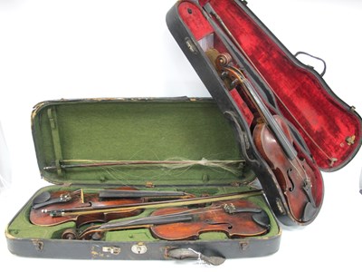 Lot 1414 - Three Various Violins, no labels, length of...