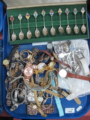 Lot 1422 - Ten Enamel Souvenir Spoons in Case, together...