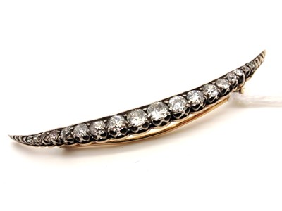 Lot 83 - A Victorian Diamond Set Crescent Brooch, set...
