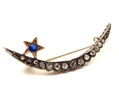 Lot 84 - A Victorian Diamond Set Crescent Brooch, set...