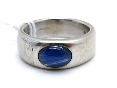 Lot 111 - A Modern 18ct White Gold Sapphire Single Stone...