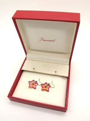 Lot 47 - Baccarat; A Pair of Modern Irridescent Orange...