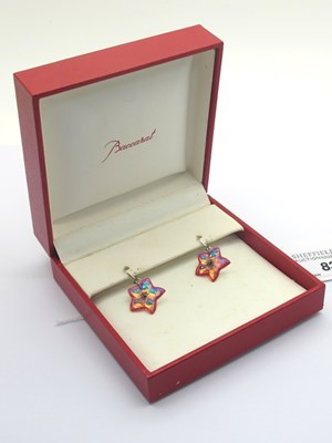 Lot 83 - Baccarat; A Pair of Modern Irridescent Orange...