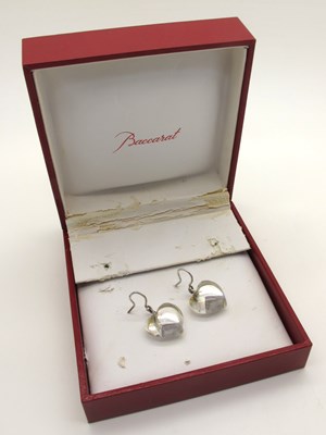 Lot 46 - Baccarat; A Pair of Modern Clear Crystal Heart...