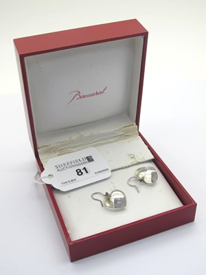 Lot 81 - Baccarat; A Pair of Modern Clear Crystal Heart...