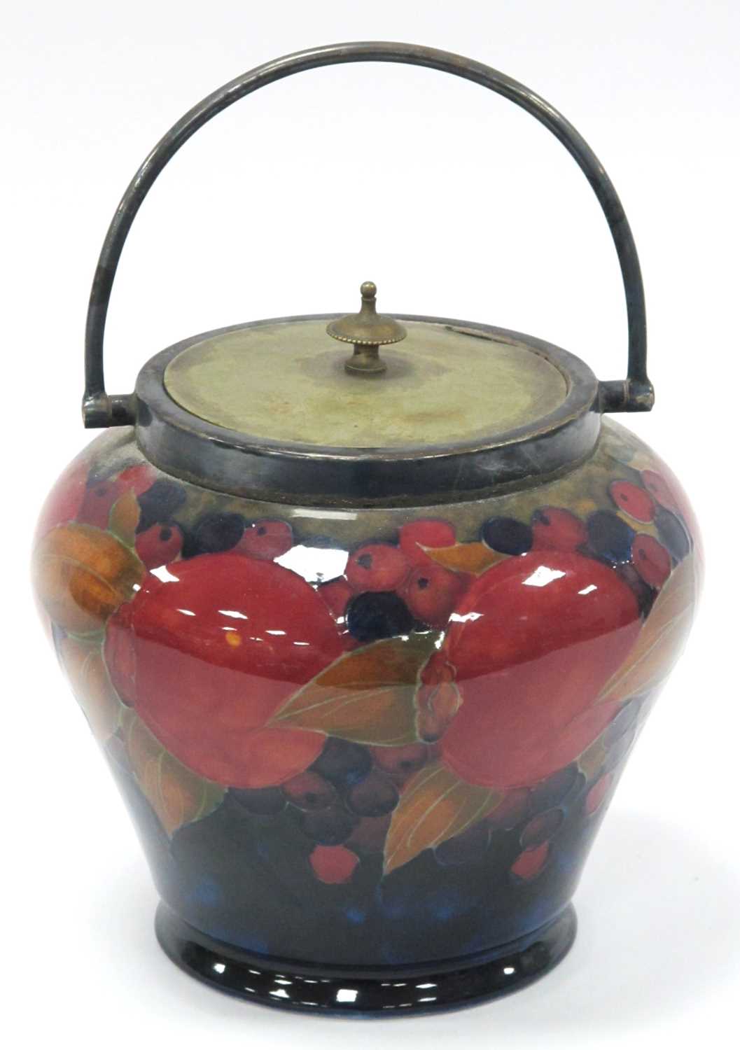 Lot 1064 - A Moorcroft Pottery Biscuit Jar and Plated...