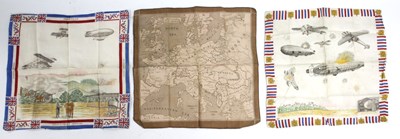 Lot 534 - WWI Period Handkerchiefs, one featuring...