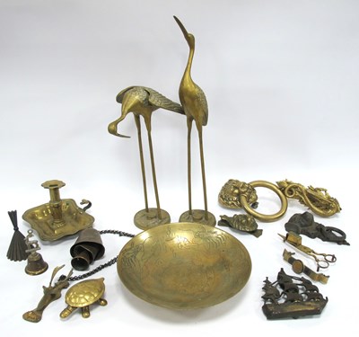 Lot 1427 - Door Knocker, Chamberstick, two stalk figures,...