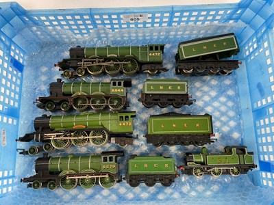 Lot 605 - Five LNER green 00 gauge locomotives: two...
