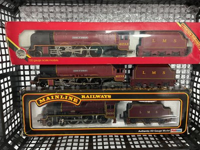 Lot 595 - Three 00 gauge LMS Red express locomotives:...