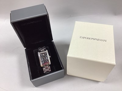 Lot 253 - Emporio Armani; A Modern Wristwatch, the black...