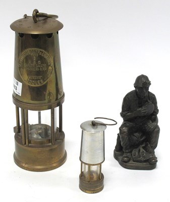 Lot 1463 - Eccles Miners Lamp in Brass, 24.5cm high with...