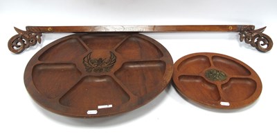 Lot 1472 - Three Indonesian-style wooden items: large...