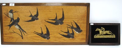 Lot 1394 - M J W Study of Eight Swallows, oil on oak...