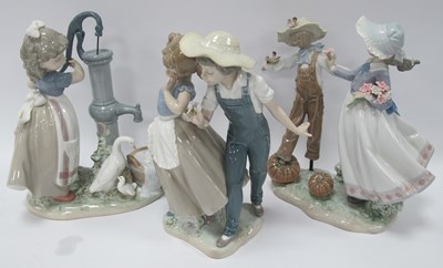 Lot 1388 - Three c1985 Spanish Lladro large porcelain...