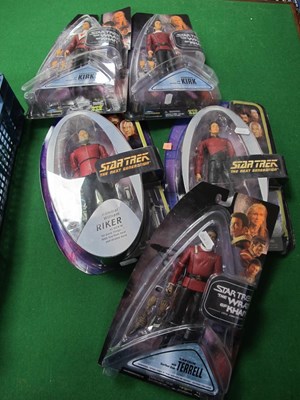 Lot 486 - Five Art Asylum Star Trek Carded Plastic...