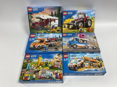 Lot 673 - Six Lego City Sets. #60012 4x4 and Diving Boat,...