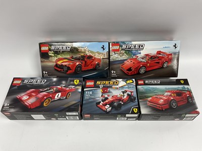Lot 679 - Five Lego Speed Champions Ferrari Sets. #76906...