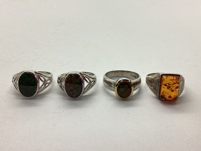 Lot 176 - Korite; Four Gent's Signet Style Rings, of...