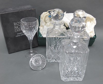 Lot 1367 - Three Cut Glass Whisky Decanters, Bohemia and...