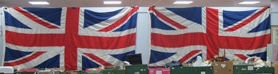 Lot 1566 - Union Jack Vintage Fabric Flags, a pair,...