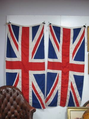 Lot 1565 - Union Jack Vintage Fabric Flags, a pair,...