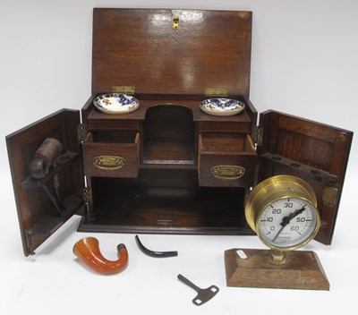 Lot 1455 - Oak Smokers Cabinet, Early XX Century with...
