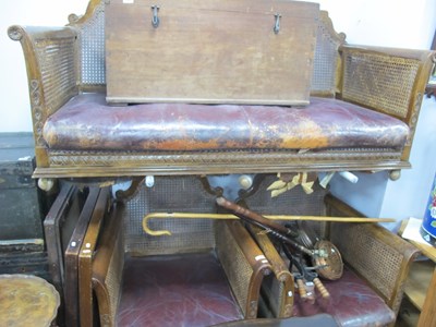 Lot 1665 - Early XX Century Oak Bergere Three Piece Suite,...