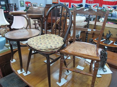 Lot 1699 - Bentwood Armchair, with a patterned seat, dark...