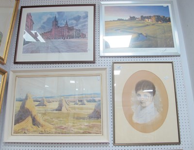 Lot 1618 - George Thraves, Haystacks, watercolour, signed...
