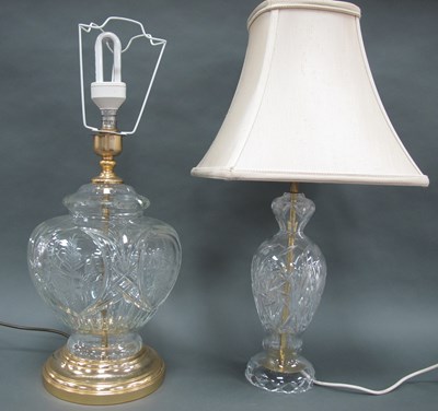Lot 1338 - Two Crystal Glass Table Lamps in the Waterford...